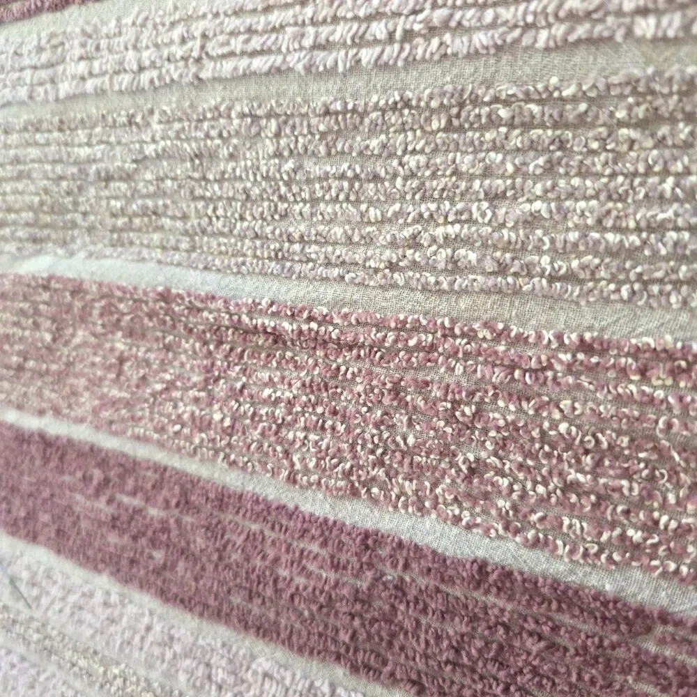 Vintage Pink Chenille Bedspread 101x90 Striped Fringe Cottage Full Queen